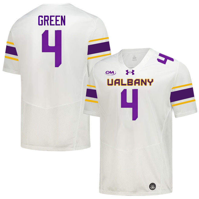 UAlbany Great Danes #4 Juwan Green College Football Jerseys,Uniforms-White